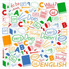 Concept of learning English. Flat design, vector pattern. English courses.