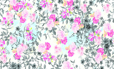 Fototapeta na wymiar Elegant floral pattern in small colorful flowers. Liberty style. Floral seamless background for fashion prints. Ditsy print. Seamless vector texture. Spring bouquet.