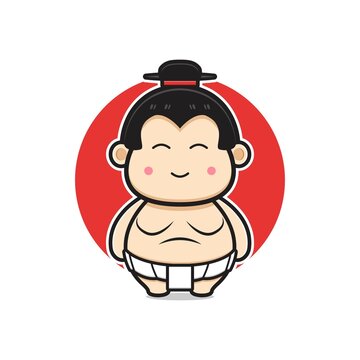 Cute sumo mascot character cartoon icon illustration