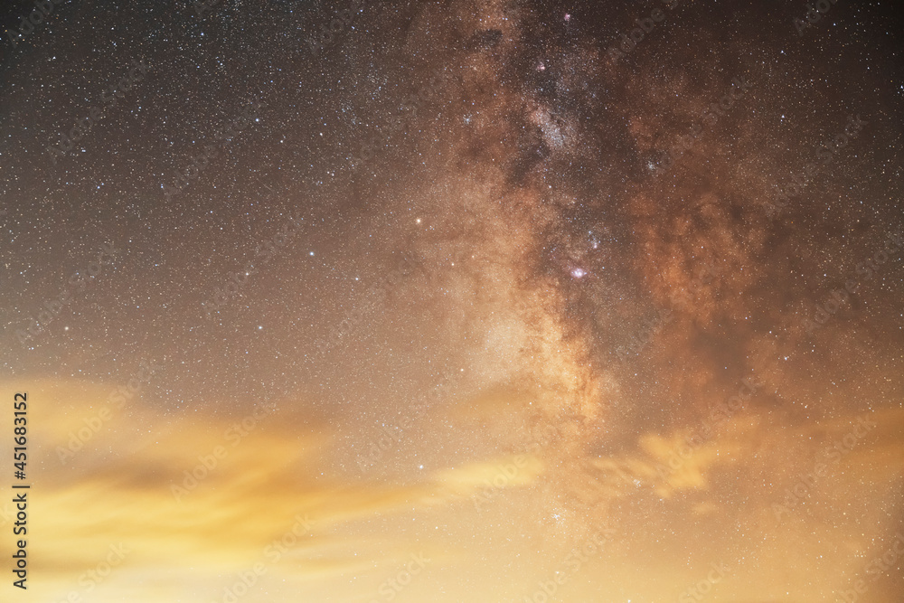 Wall mural beautiful bright close-up milky way galaxy, deep sky. space, astronomical background