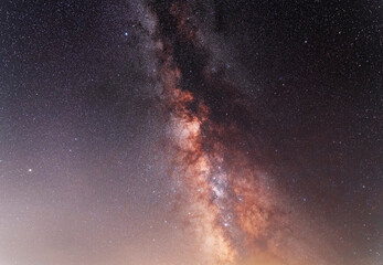 Beautiful bright milky way galaxy on the dark sttary sky. Space, astronomical background. Cosmos wallpaper
