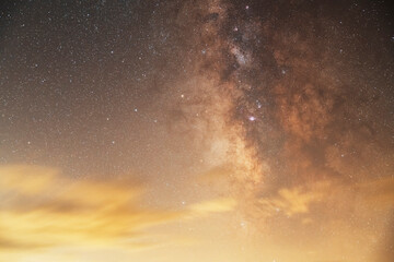 Beautiful bright close-up milky way galaxy,  deep sky. Space, astronomical background