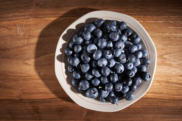 Blueberries on a wooden board