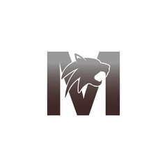 Letter M with panther head icon logo vector