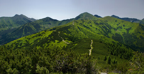 Tatry zachodnie panorama, widok ze szczytu Grzesia