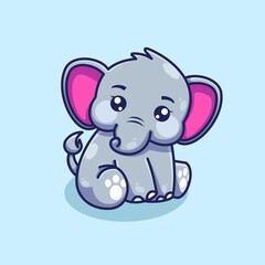 Cute sitting elephant cartoon design