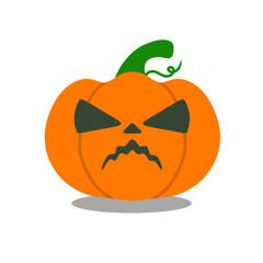 Angry halloween pumpkin. Vector illustration isolated on white background and can be used as design element for decorating sites of clothing and accessories