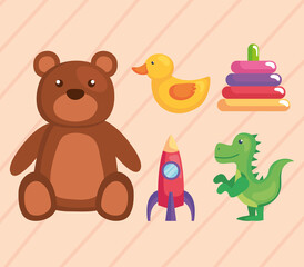 Fototapeta premium five kids toys icons