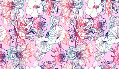 floral seamless pattern. Liberty style. fabric, covers, manufacturing, wallpapers, print, gift wrap.