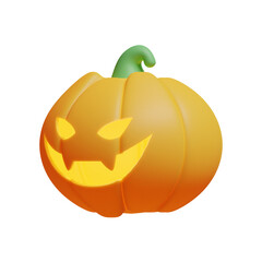 Halloween Carved Pumpkin 3D Rendering Illustration Element