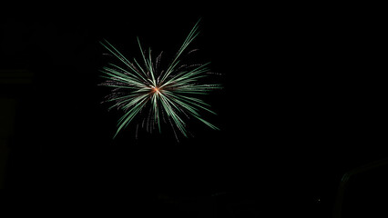 Green firework in the sky