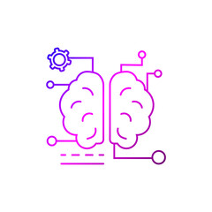 Digital brain outline icon. Microchip in the brain, brain robotics technology