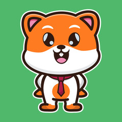 vector illustration of cute hamster 
stand up