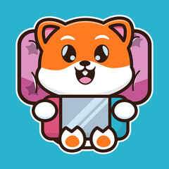 vector illustration of cute hamster  playing games