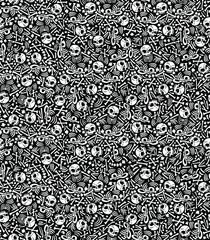 Seamless pattern made of bones and skulls. Halloween, Day of the dead, Dia de los muertos. Seamless pattern, border, frame, banner. 
