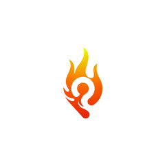 fire with logo P burning logo design inspiration