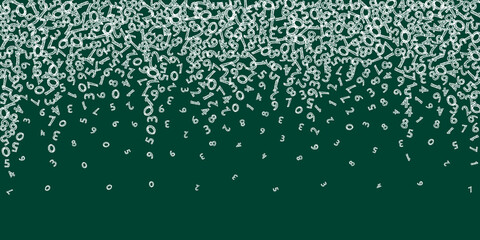 Falling sketch chalk numbers. Math study concept with flying digits. Ravishing back to school mathematics banner on blackboard background. Falling numbers vector illustration.