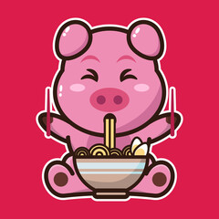 vector illustration of cute baby piggy 