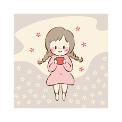 ココアを飲む女の子