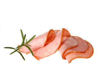 Pork ham slices isolated on white background