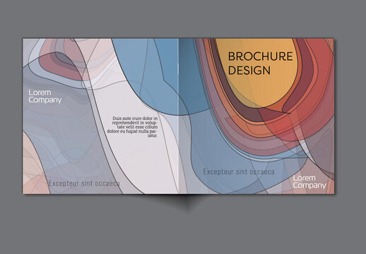 Brochure Cover Layout with Abstract Overlapping Pastel Transparent Shapes