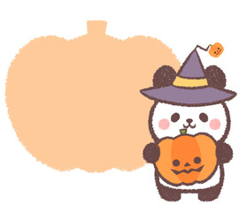 パンダとハロウィンのカボチャのフレーム