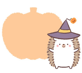 ハリネズミとハロウィンのカボチャのフレーム