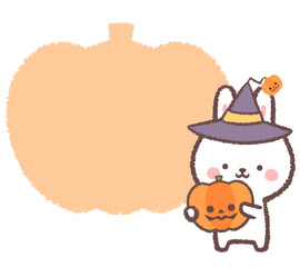うさぎとハロウィンのカボチャのフレーム