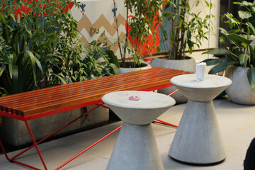 table and chairs in a cafe