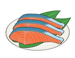 鮭の切り身の盛り合わせのイラスト