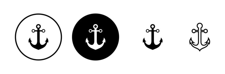 Anchor icons set. Anchor symbol logo. Anchor marine icon.