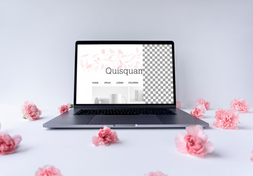 Mockup Laptop with Flowers