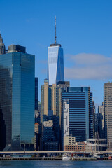 New York Manhattan Financial District new Freedom Tower in Late Afternoon sunlight