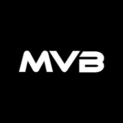 MVB letter logo design with black background in illustrator, vector logo modern alphabet font overlap style. calligraphy designs for logo, Poster, Invitation, etc.