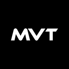 MVT letter logo design with black background in illustrator, vector logo modern alphabet font overlap style. calligraphy designs for logo, Poster, Invitation, etc.