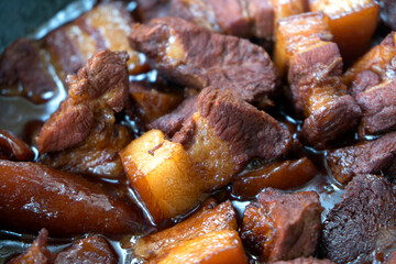 Chinese traditional cuisine braised pork close-up