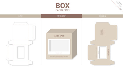 Box packaging and mockup die cut template frame