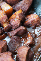 Chinese traditional cuisine braised pork close-up