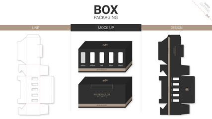 Box packaging and mockup die cut template