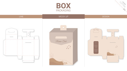 Box packaging and mockup die cut template miinimal pastel color