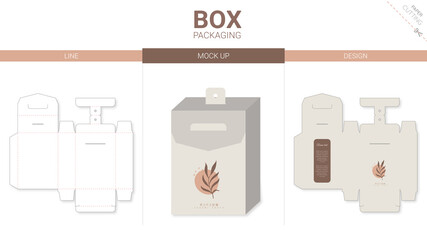 Box packaging and mockup die cut template miinimal pastel color