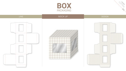 Box packaging and mockup die cut template