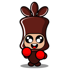 vector cartoon character mascot costume cute chocolate candy roll boxing