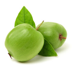 mini kiwi baby fruit (actinidia arguta) on white background 