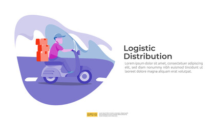 logistic distribution cargo service concept. global delivery worldwide import export shipping banner for web landing page, presentation, social, poster or print media illustration