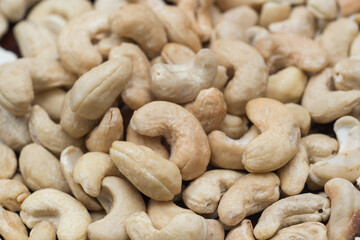 cashew nuts closeup selective focus