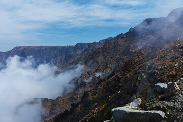 Mountain ridge in the clouds