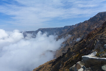 Mountain ridge in the clouds