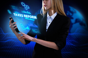 Business, Technology, Internet and network concept. Young businessman working on a virtual screen...