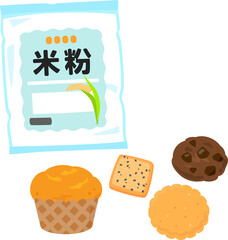 袋入りの米粉と焼き菓子